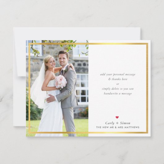 FOTO TROUW BEDANKJE modern roze goud Bedankkaart (Achterkant)