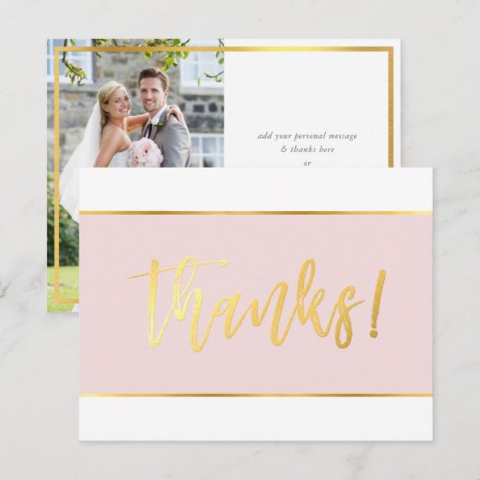 FOTO TROUW BEDANKJE modern roze goud Bedankkaart (Voorkant / Achterkant)