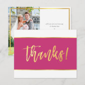 FOTO TROUW HARTELIJK DANK modern roze goud Bedankkaart (Voorkant / Achterkant)