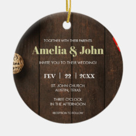 Foto trouw uitnodiging Kerstmis Keramisch Ornament