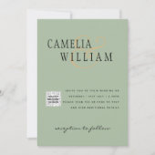 Foto Trouw Uitnodiging QRCode RSVP Salie Groen (Voorkant)