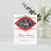 Foto: Trouwen: Rood Witte Sierlijke Uitnodiging te (Staand voorkant)