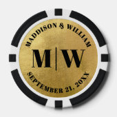 Foto trouwgunst geschenk goud poker chips (Voorkant)