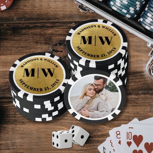 Foto trouwgunst geschenk goud poker chips