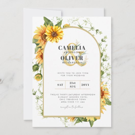 Foto trouwkaart met zonnebloemen kaart (Voorkant)