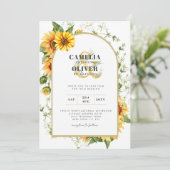 Foto trouwkaart met zonnebloemen kaart (Staand voorkant)