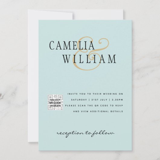 Foto Trouwkaart QRCode RSVP Zeeglas Turkoois Kaart (Voorkant)