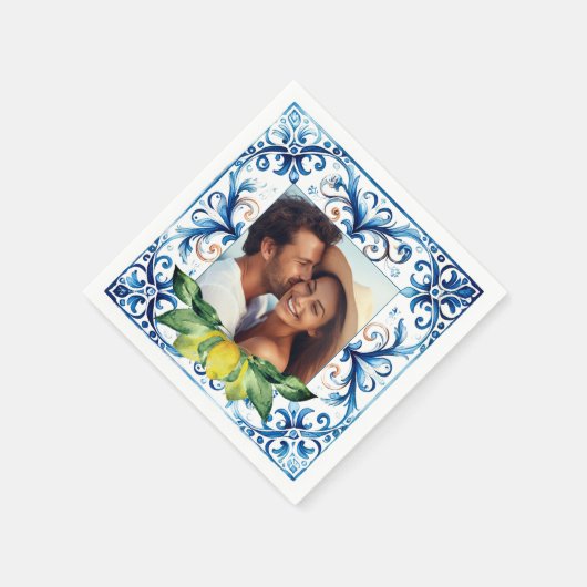 Foto Trouwservetten Amalfi Tegel en citroenen Servet (Hoek)