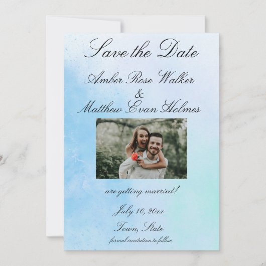Foto "True Love Blue" Save The Date (Voorkant)