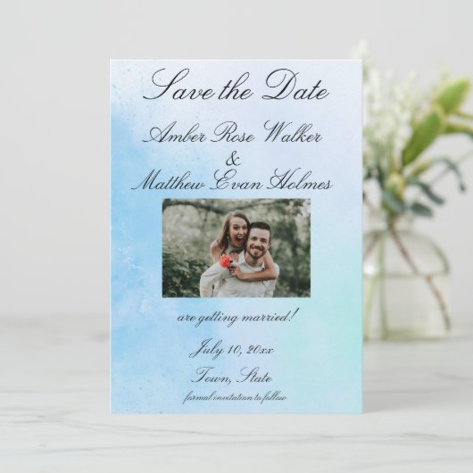 Foto "True Love Blue" Save The Date (Staand voorkant)