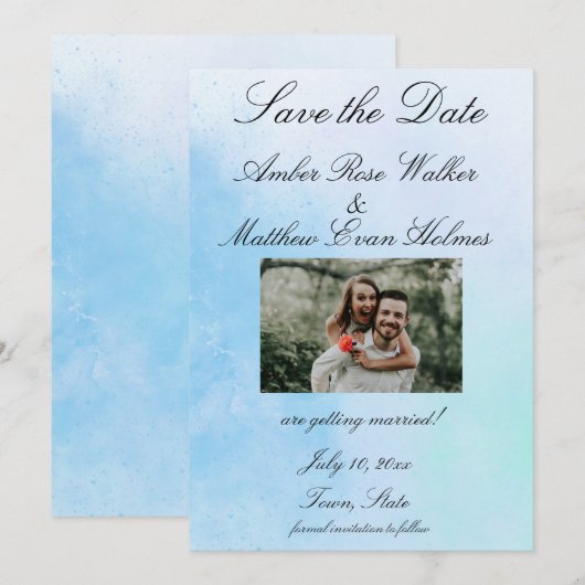 Foto "True Love Blue" Save The Date (Voorkant / Achterkant)