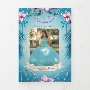 Foto: Turqouise Dream catcher Quinceanera Drieluik Uitnodiging