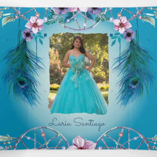 Foto: Turqouise Dream catcher Quinceanera Drieluik Uitnodiging (Binnenkant midden)
