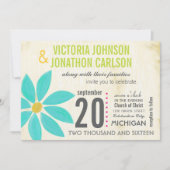 Foto: Turquoise Daisy Wedding Invitations Kaart (Voorkant)