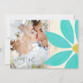 Foto: Turquoise Daisy Wedding Invitations Kaart (Achterkant)