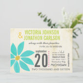 Foto: Turquoise Daisy Wedding Invitations Kaart (Staand voorkant)