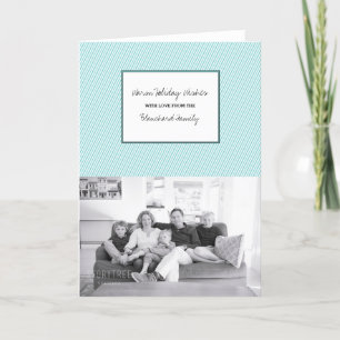 Foto turquoise Diagonal Festive Stripes Holiday Feestdagen Kaart