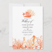 Foto Turquoise en Coral Beach Wedding Kaart (Voorkant)