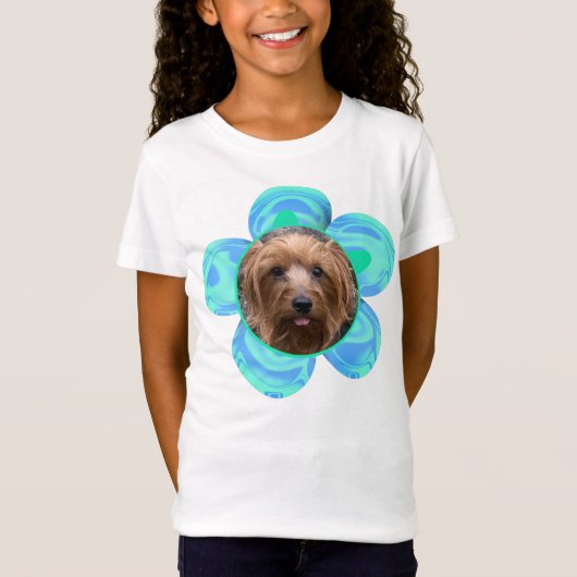 Foto Turquoise Flower Personalized T-shirt (Voorkant)