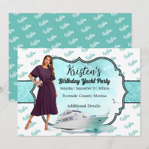 Foto: Turquoise Gold Yacht Party Birthday Kaart