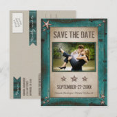 Foto Turquoise Schuur Hout Bewaar de datumkaarten Aankondigingskaart (Voorkant / Achterkant)