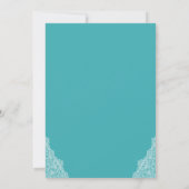 Foto Turquoise String Lights & Lace Wedding Kaart (Achterkant)