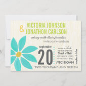 Foto Turquoise Stylized Daisy Wedding Invitting Kaart (Voorkant)
