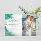 Foto Turquoise Waterverf Geode BarefootBride™ (Staand voorkant)