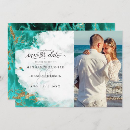 Foto Turquoise Waterverf Geode BarefootBride™ (Voorkant / Achterkant)