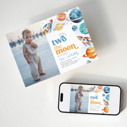 Foto Twee de Maan Raket Uitnodiging