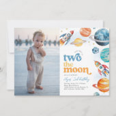 Foto Twee de Maan Raket Uitnodiging (Voorkant)