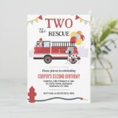 Foto twee De Reddingsbrandweerauto 2e verjaardag Kaart (Staand voorkant)