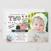 Foto Twee jaar oud Monster Verjaardag uitnodiging (Voorkant)