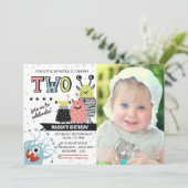 Foto Twee jaar oud Monster Verjaardag uitnodiging (Staand voorkant)