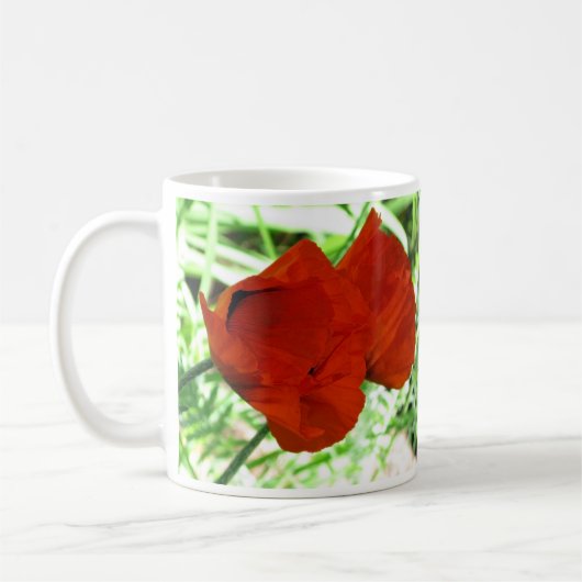 Foto twee Oriental Poppies Flower Koffiemok (Links)