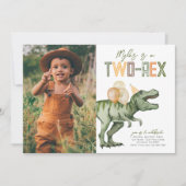 Foto Twee-Rex Dinosaurus Verjaardag Uitnodiging (Voorkant)