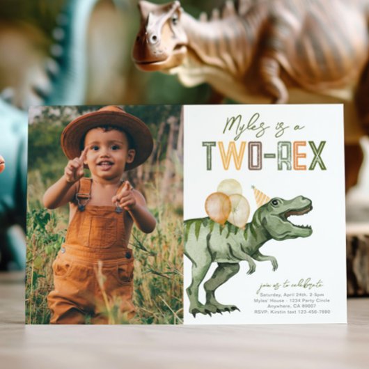 Foto Twee-Rex Dinosaurus Verjaardag Uitnodiging