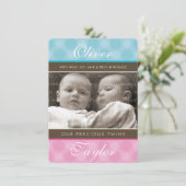 FOTO TWINS GEBOORTE AANKONDIGING schattig jongen + (Staand voorkant)