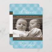 FOTO TWINS GEBOORTE AANKONDIGING schattig jongens  (Voorkant / Achterkant)