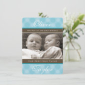 FOTO TWINS GEBOORTE AANKONDIGING schattig jongens  (Staand voorkant)