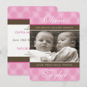 FOTO TWINS GEBOORTE AANKONDIGING schattige baby me (Voorkant / Achterkant)