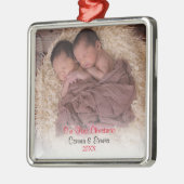 Foto Twins Red Babys, eerste kerstdag Metalen Ornament (Links)