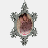 Foto Twins Red Babys, eerste kerstdag Tin Sneeuwvlok Ornament (Links)