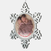 Foto Twins Red Babys, eerste kerstdag Tin Sneeuwvlok Ornament (Rechts)