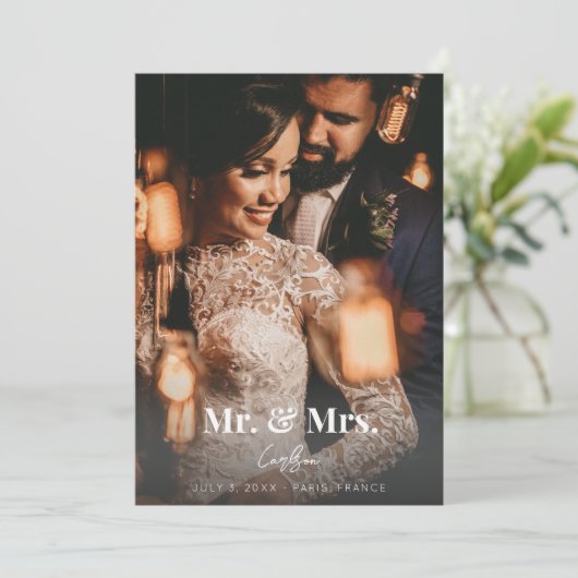 Foto Typografie Bruiloft Aankondiging Mr. & Mrs V2 (Staand voorkant)