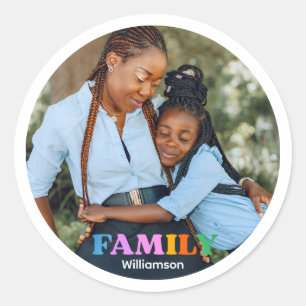 Foto typografie familie modern eenvoudig ronde sticker