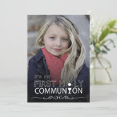 Foto Typografie First Heilige Communie - Uitnodigi Kaart (Staand voorkant)