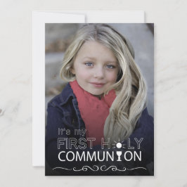 Foto Typografie First Heilige Communie - Uitnodigi Kaart
