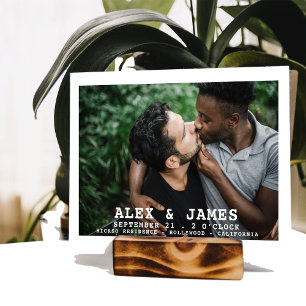 Foto Typografie Simple Gay Save the Date Wedding