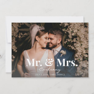 Foto Typografie Wedding Announcement Mr & Mrs - H Kaart